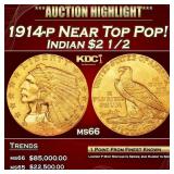 1914-p Gold Indian Quarter Eagle Near Top Pop! $2