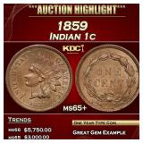 1859 Indian Cent 1c ms65+ SEGS