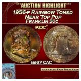 CACG 1956-p Franklin Half Dollar Rainbow Toned Nea