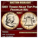 1951 Proof Franklin Half Dollar Toned Near Top Pop