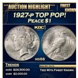 1927-p Peace Dollar TOP POP! $1 ms66 SEGS