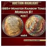 PCGS 1885-p Morgan Dollar Monster Rainbow Toned! $