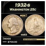 1932-s Washington Quarter 25c Grades ms63