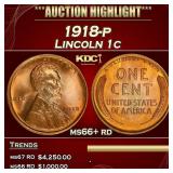 1918-p Lincoln Cent 1c ms66+ rd SEGS