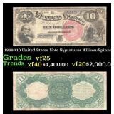 1869 $10 United States Note Grades vf+ Signatures