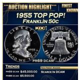 1955 Proof Franklin Half Dollar TOP POP! 50c pr69