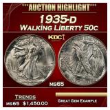 1935-d Walking Liberty Half Dollar 50c ms65 SEGS