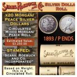 SEARS 20 Coin Mixed Morgan/Peace Dollar Roll Circ