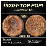 1920-p Lincoln Cent TOP POP! 1c ms66+ rb SEGS