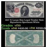 1917 $1 Large Size Legal Tender Note Grades vf++ S