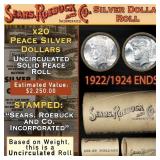 SEARS Silver Peace Dollar $1 Roll UNC 20 Coin 1924