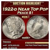 1922-d Peace Dollar Near Top Pop $1 ms66+ SEGS