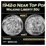 1942-d Walking Liberty Half Dollar Near Top Pop 50