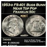1953-d FS-401 Bugs Bunny Franklin Half Dollar Near