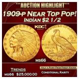 1909-p Gold Indian Quarter Eagle Near Top Pop! $2