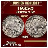 1935-d Buffalo Nickel 5c ms66 SEGS