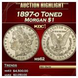 1897-o Morgan Dollar Toned $1 ms62 USCG