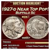 1927-d Buffalo Nickel Near Top Pop! 5c ms65+ SEGS