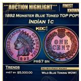 1892 Proof Indian Cent Monster Blue Toned TOP POP!