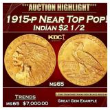 1915-p Gold Indian Quarter Eagle Near Top Pop! $2