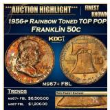1956-p Franklin Half Dollar Rainbow Toned TOP POP!