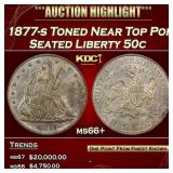 1877-s Seated Half Dollar Toned Near Top Pop 50c m