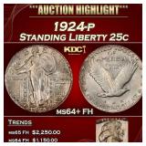 1924-p Standing Liberty Quarter 25c ms64+ FH SEGS