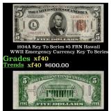 1934A $5 FRN Hawaii WWII Emergency Currency Key To
