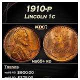 1910-p Lincoln Cent 1c Grades ms65+ rd