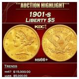 1901-s Gold Liberty Half Eagle $5 ms66+ SEGS