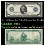 1914 $50 Green Seal Federal Reserve Note Grades Se