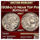 1938-d/d Buffalo Nickel Near Top Pop 5c ms67+ SEGS