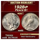 1928-p Peace Dollar $1 ms65 SEGS
