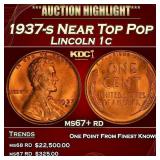 1937-s Lincoln Cent Near Top Pop 1c ms67+ rd SEGS
