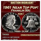 1961 Proof Franklin Half Dollar Near Top Pop! 50c