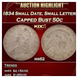 1834 Capped Bust Half Dollar Small Date, Small Let