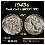 1943-s Walking Liberty Half Dollar 50c Grades ms65