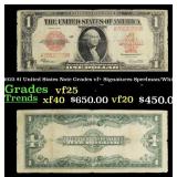 1923 $1 United States Note Grades vf+ Signatures S