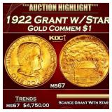 1922 Grant w/Star Gold Commem Dollar 1 ms67 SEGS