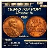 1934-d Lincoln Cent TOP POP! 1c ms67+ rd SEGS