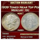 1939 Proof Mercury Dime Toned Near Top Pop 10c pr6