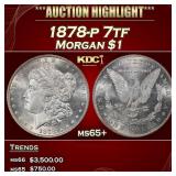 1878-p 7tf Morgan Dollar $1 ms65+ SEGS