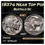 1937-s Buffalo Nickel Near Top Pop 5c ms67 SEGS