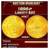 1896-p Gold Liberty Double Eagle $20 ms64+ SEGS