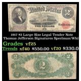 1917 $2 Large Size Legal Tender Note Thomas Jeffer