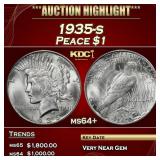 1935-s Peace Dollar $1 ms64+ SEGS