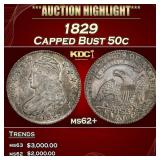1829 Capped Bust Half Dollar 50c ms62+ USCG