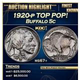 1920-p Buffalo Nickel TOP POP! 5c ms67+ SEGS