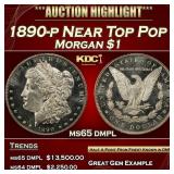 1890-p Morgan Dollar Near Top Pop $1 ms65 dmpl SEG