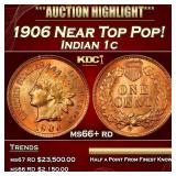 1906 Indian Cent Near Top Pop! 1c ms66+ rd SEGS